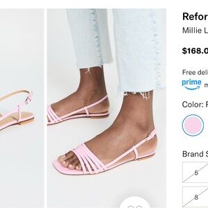 Reformation Pink Strappy Sandals with Flat Sole